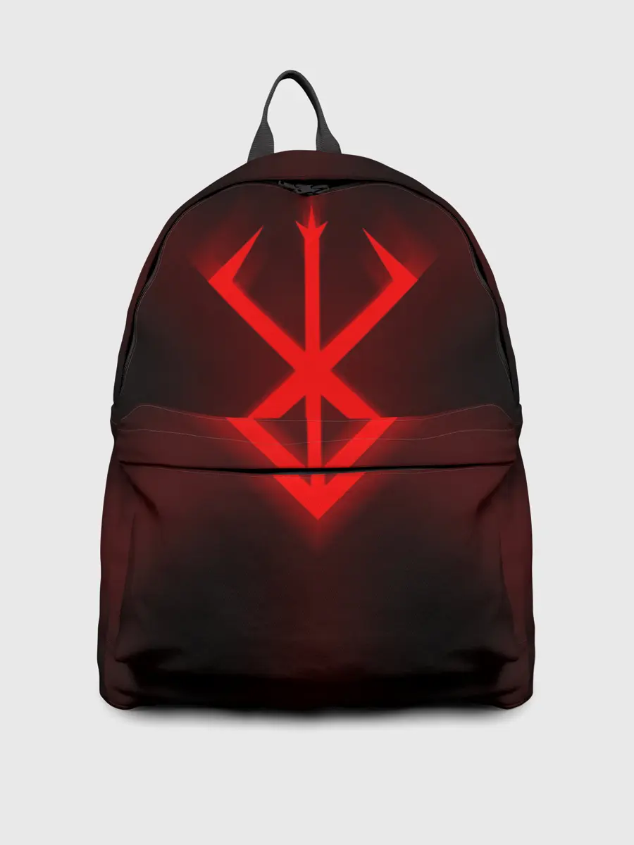 Рюкзак джинсовый / БЕРСЕРК КРАСНОЕ КЛЕЙМО СВЕЧЕНИЕ | BERSERK