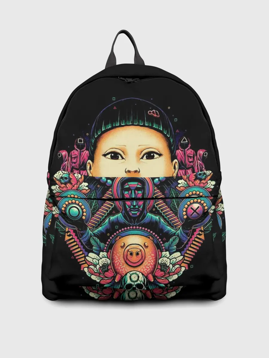 Рюкзак джинсовый / Игра в кальмара Кукла маски черепа