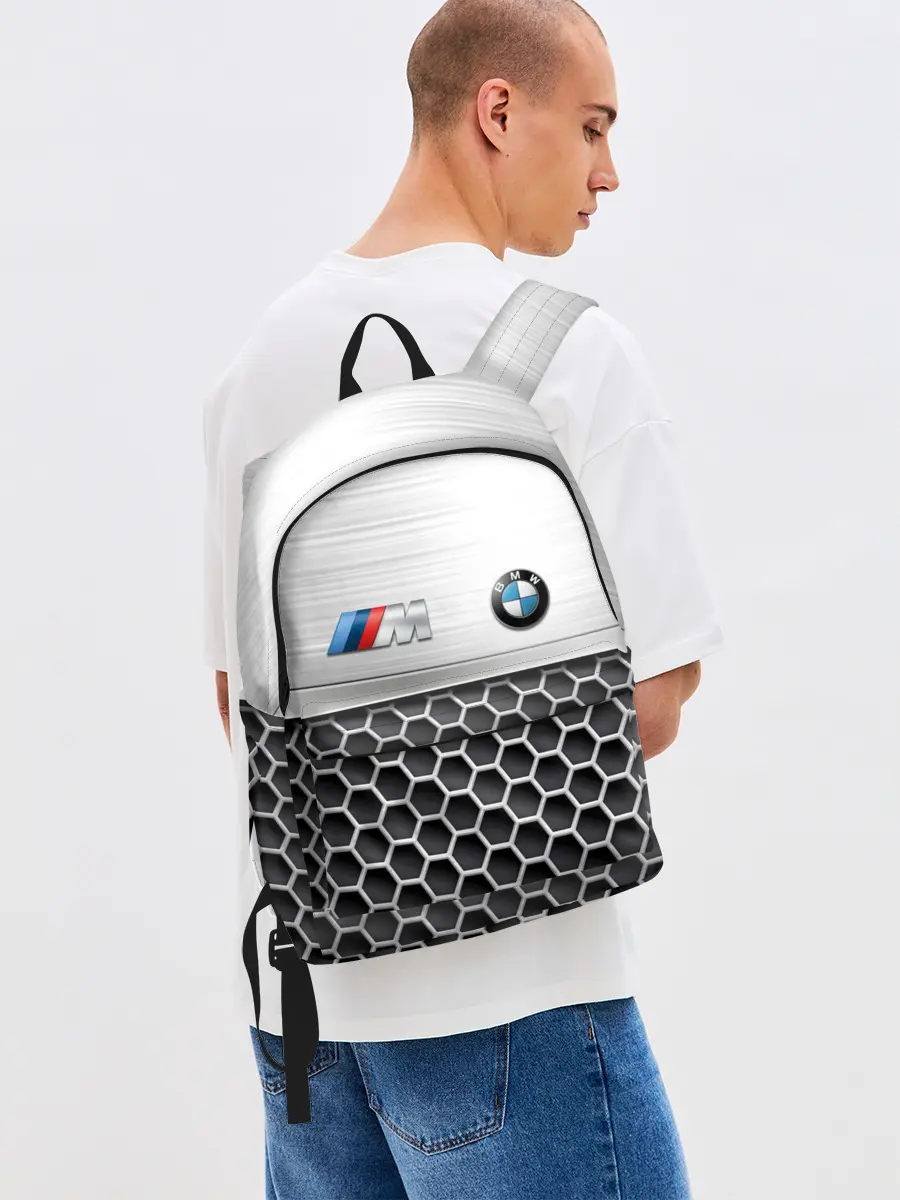 Рюкзак джинсовый / BMW | Стальная решетка
