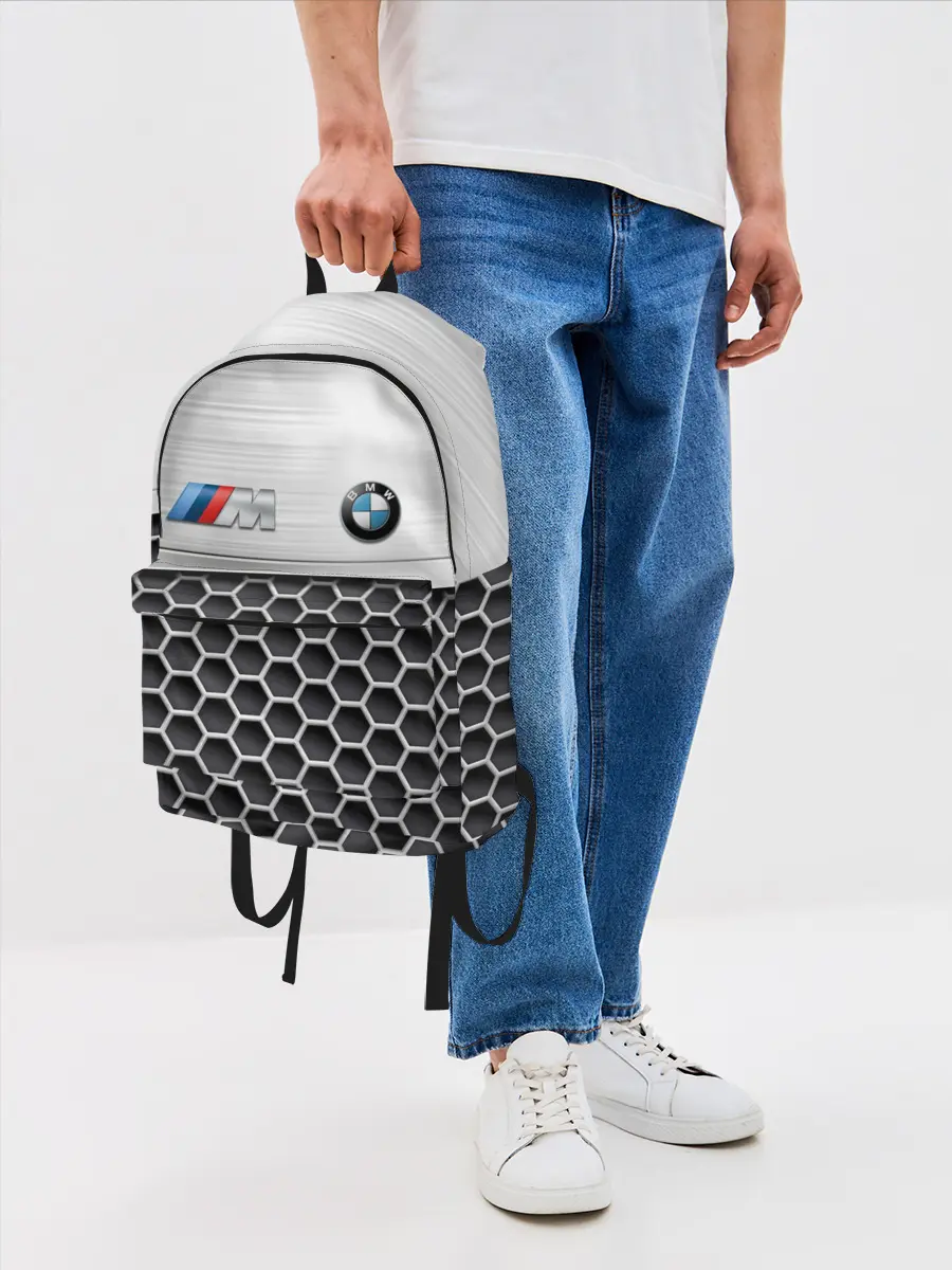 Рюкзак джинсовый / BMW | Стальная решетка
