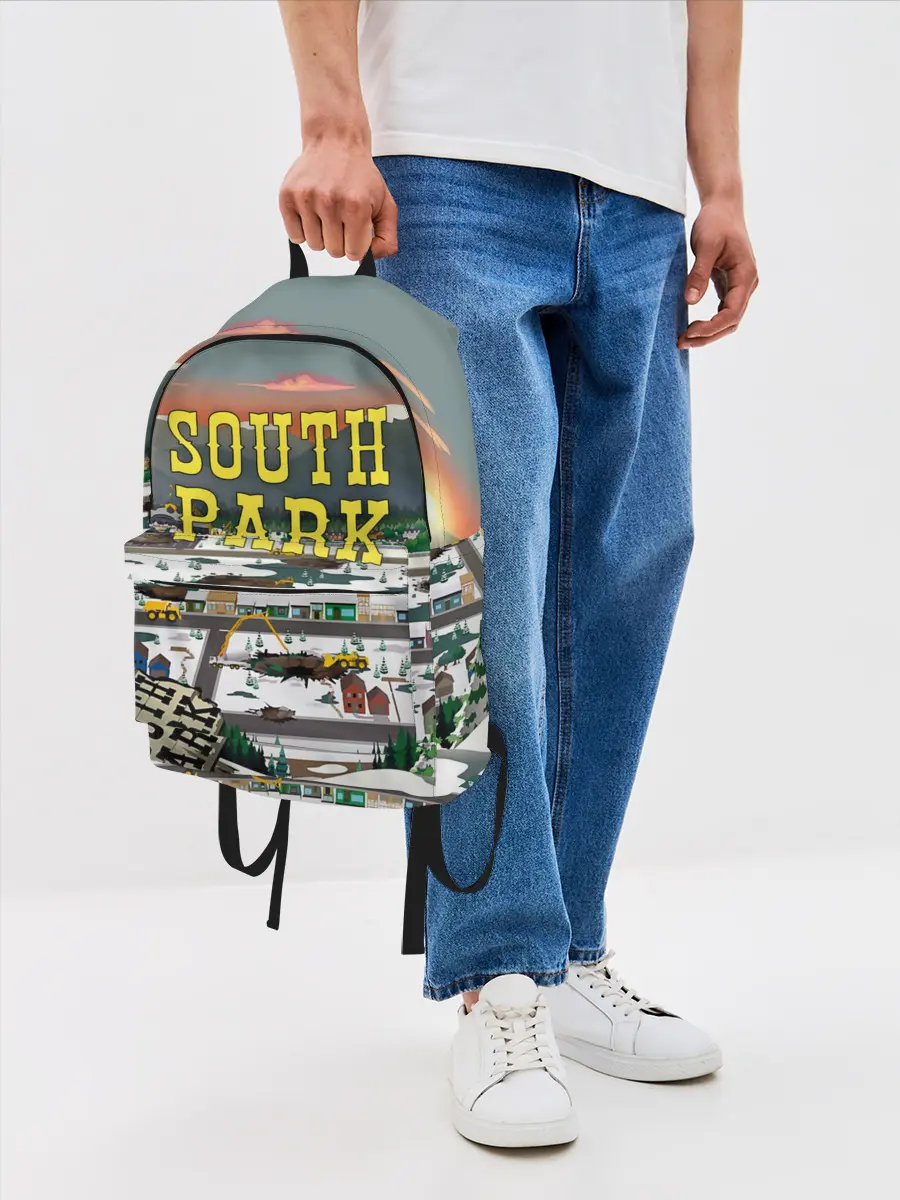 Рюкзак джинсовый / Южный Парк разрушенный город