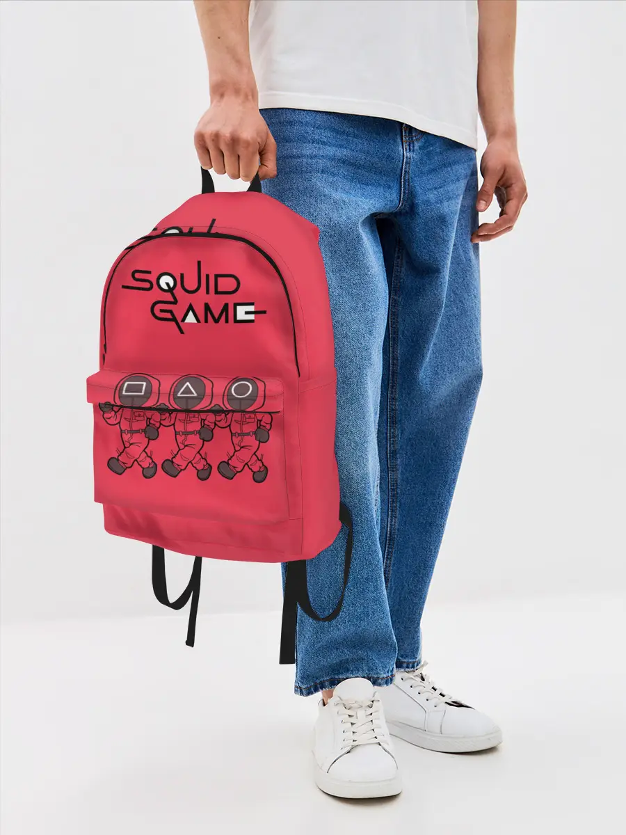 Рюкзак джинсовый / Игра в кальмара: шагающие стражники