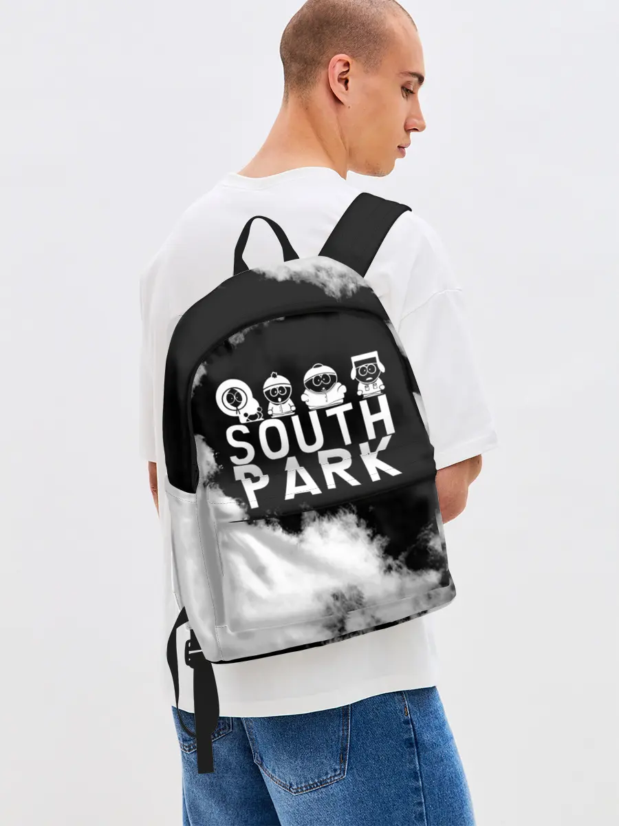 Рюкзак джинсовый / Все пацаны на черном фоне Южный Парк