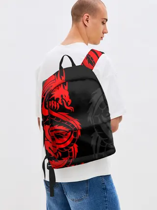 Рюкзак джинсовый / КРАСНЫЙ ДРАКОН ТАТУ / RED DRAGON TATTOO