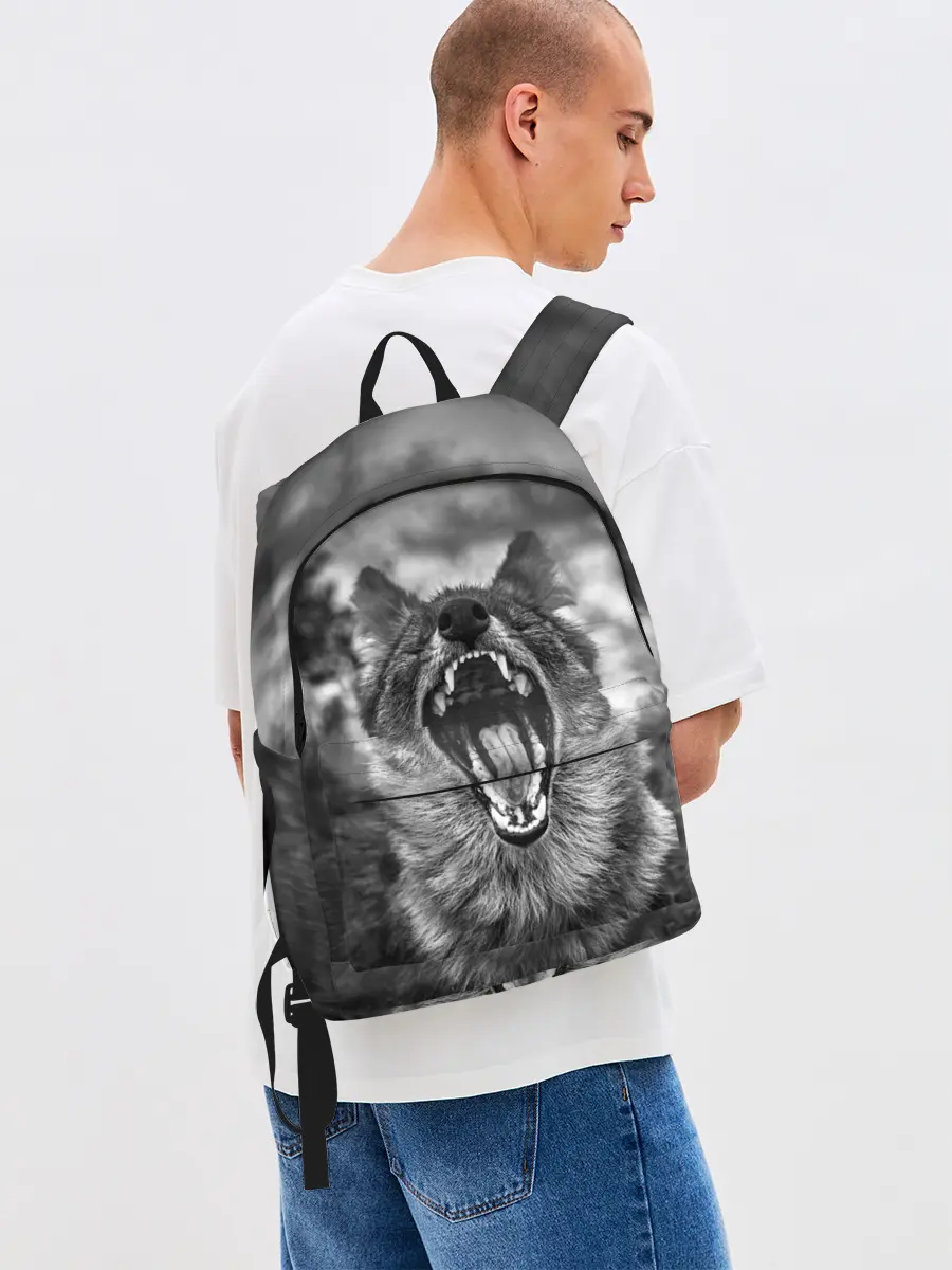 Рюкзак джинсовый / Волчья пасть, зевает