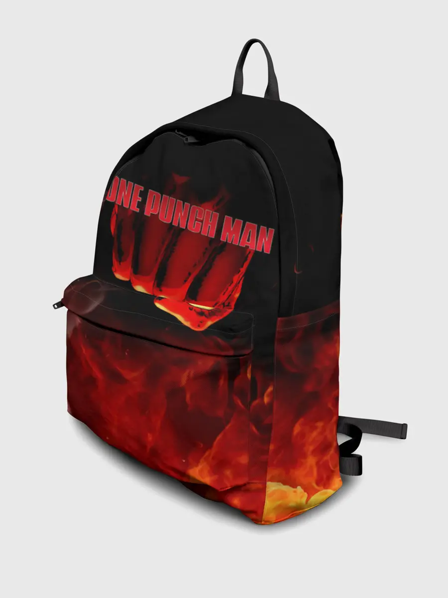 Рюкзак джинсовый / Кулак One Punch-Man в огне
