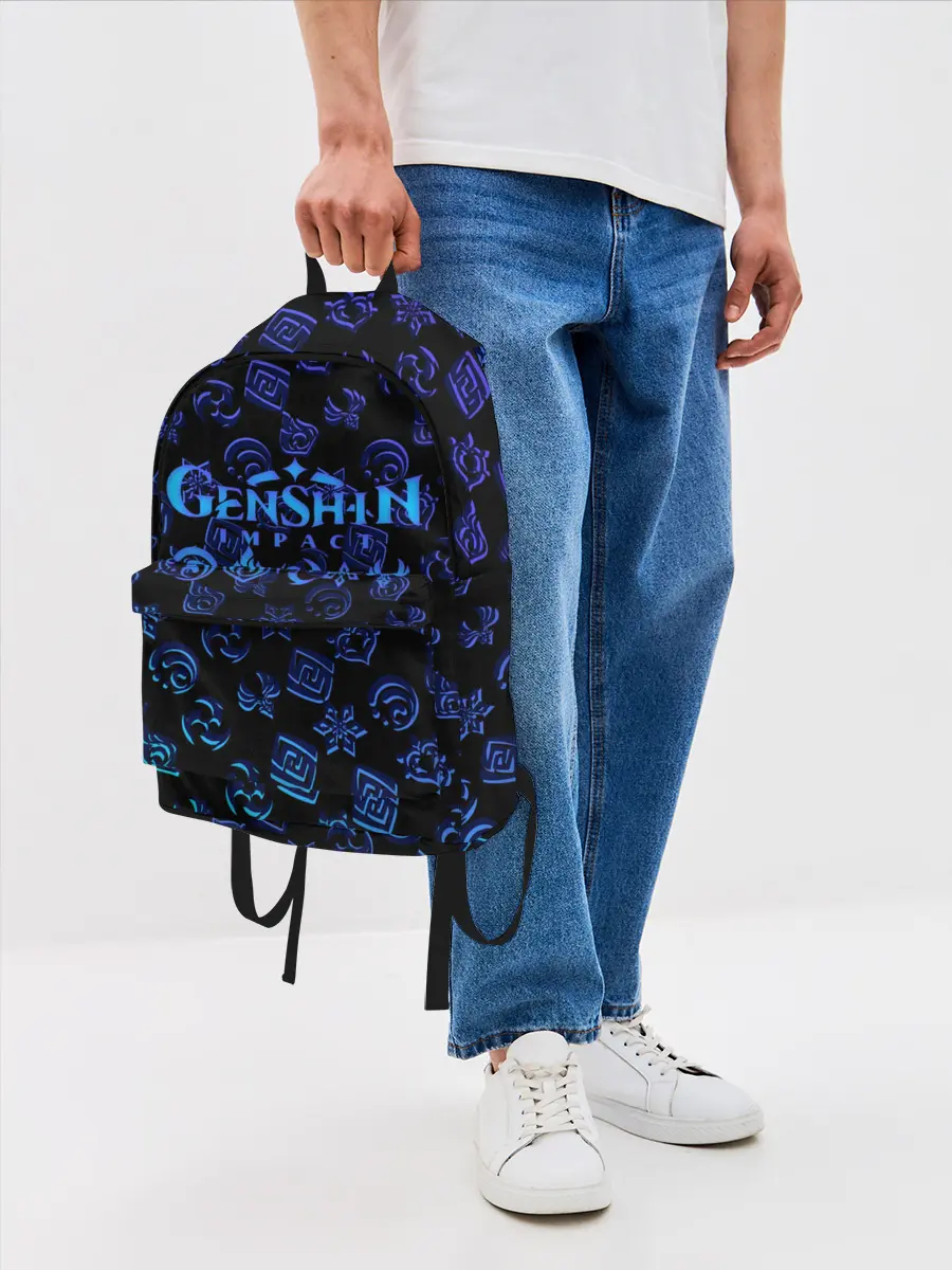 Рюкзак джинсовый / Genshin Impact | NEON PATTERN SYMBOL