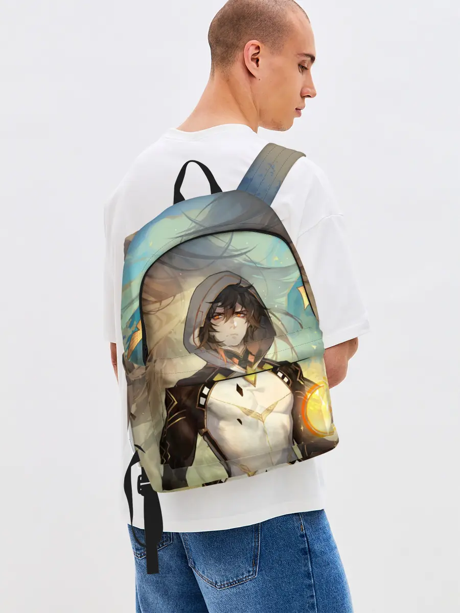 Рюкзак джинсовый / Чжун Ли, Zhongli, Genshin Impact