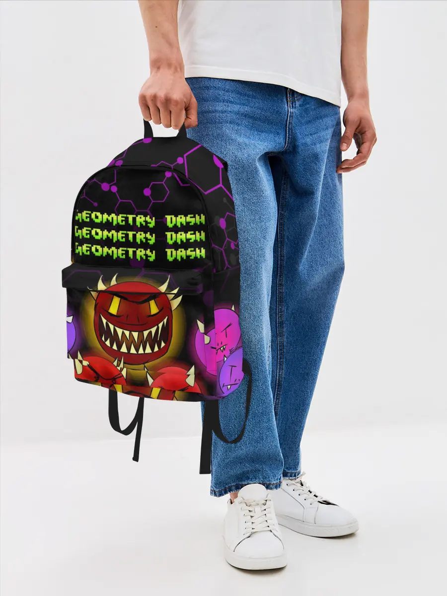 Рюкзак джинсовый / GEOMETRY DASH DEMONS / ДЕМОНЫ
