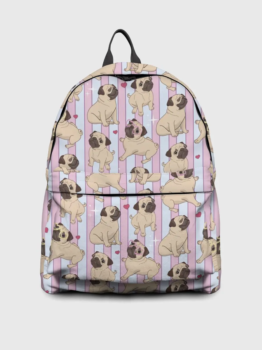 Рюкзак джинсовый / Забавные Мопсы