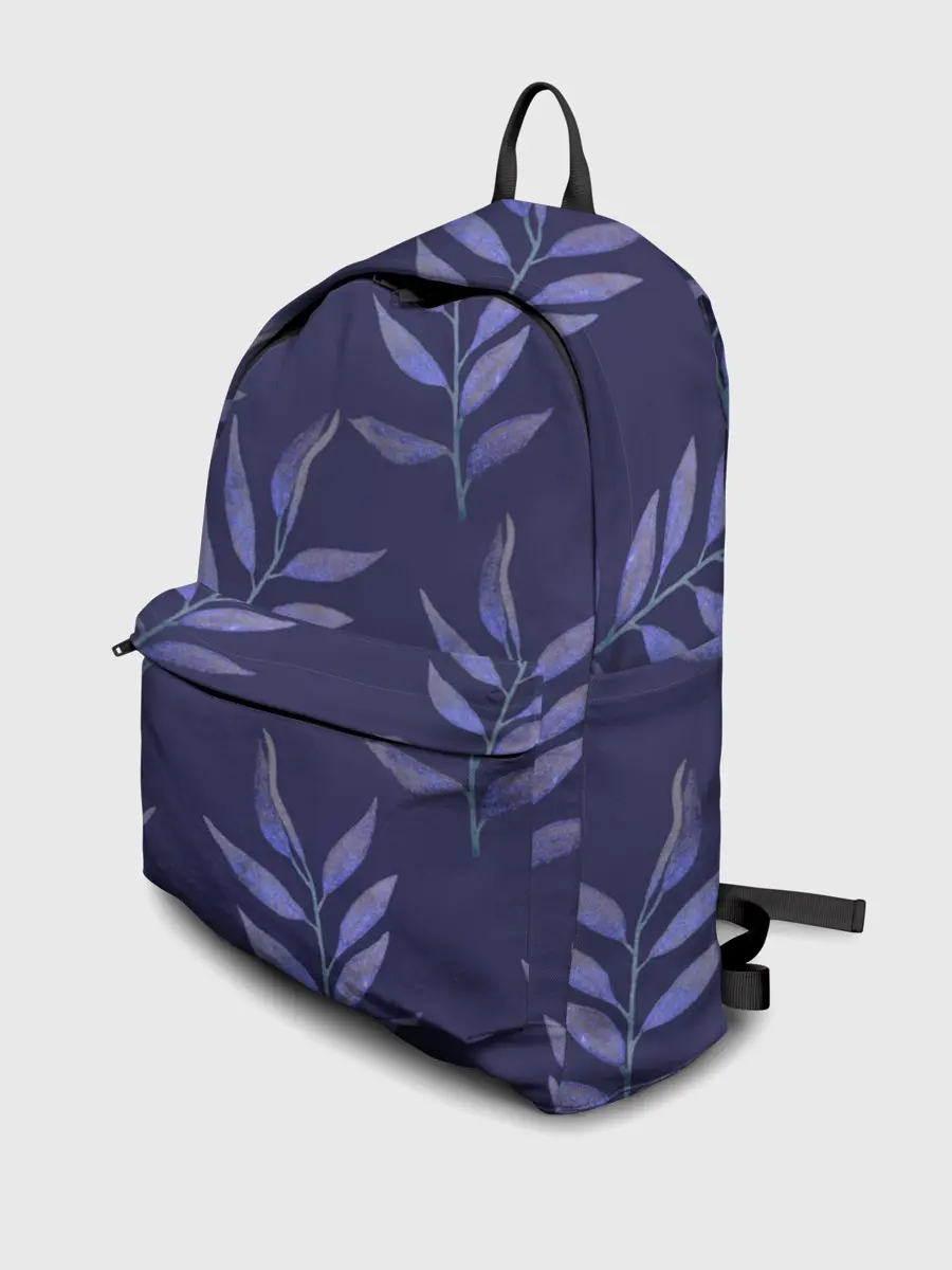 Рюкзак джинсовый / Листья на темно синем фоне