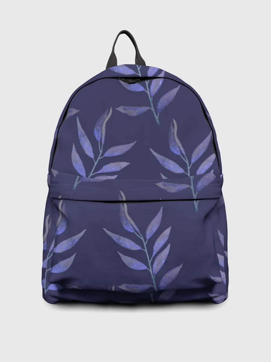 Рюкзак джинсовый / Листья на темно синем фоне