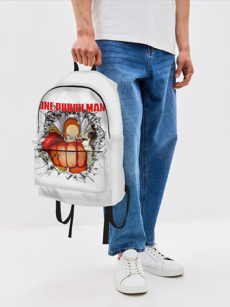 Рюкзак джинсовый / Удар сквозь стену One Punch-Man