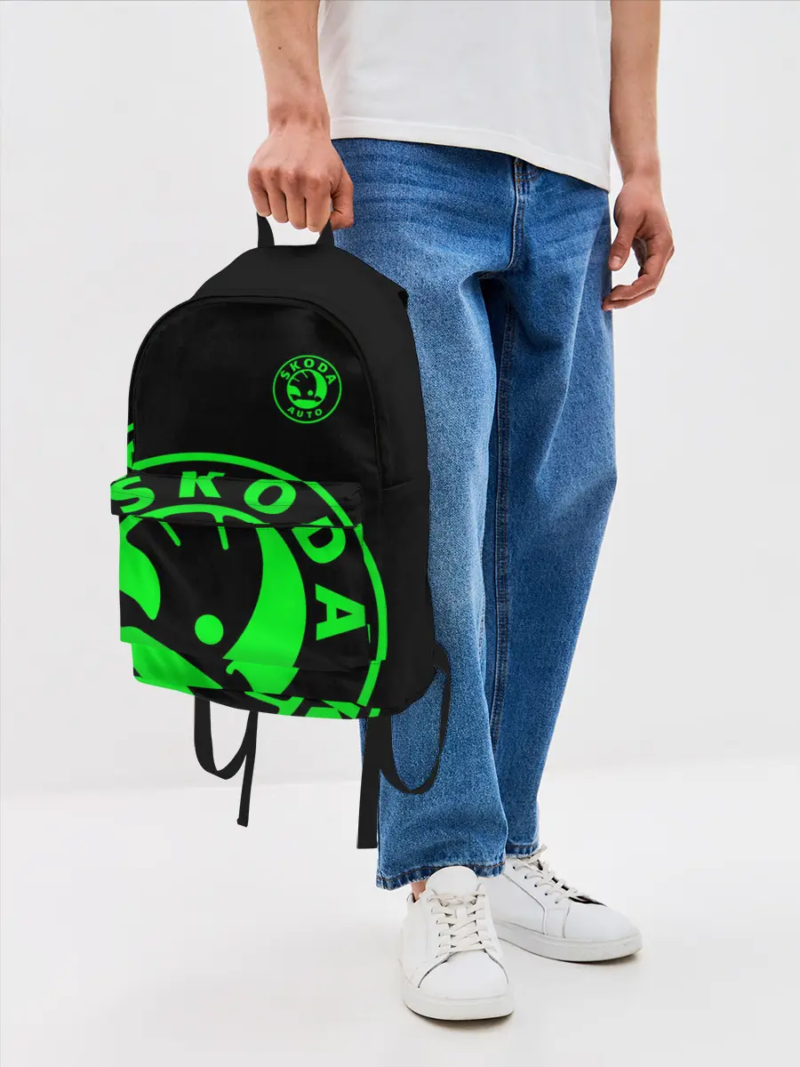Рюкзак джинсовый / SKODA GREEN LOGO BLACK STYLE