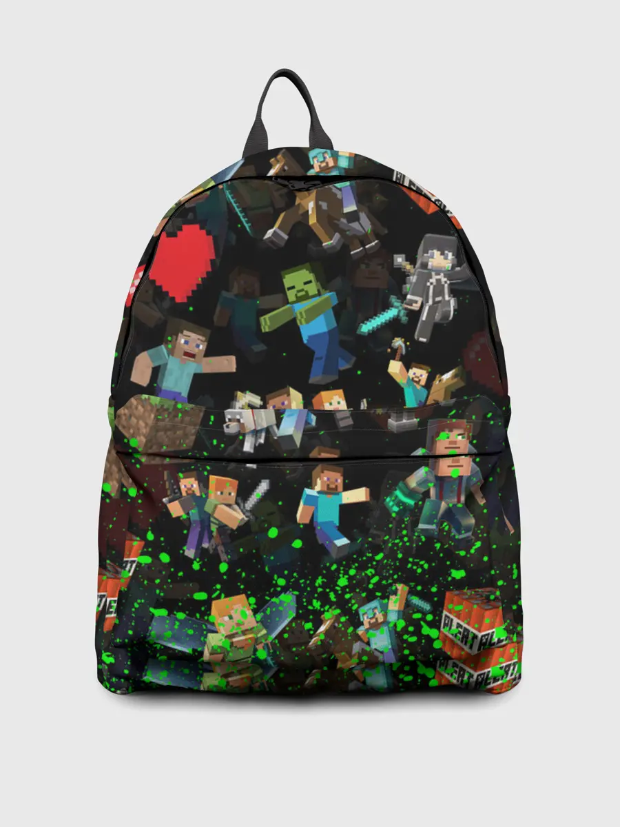 Рюкзак джинсовый / МАЙНКРАФТ ПАТТЕРН ГЕРОИ ИГРЫ