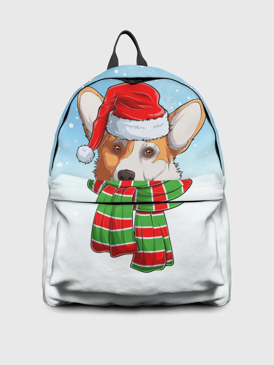 Рюкзак джинсовый / Новогодний Корги / New Years Corgi