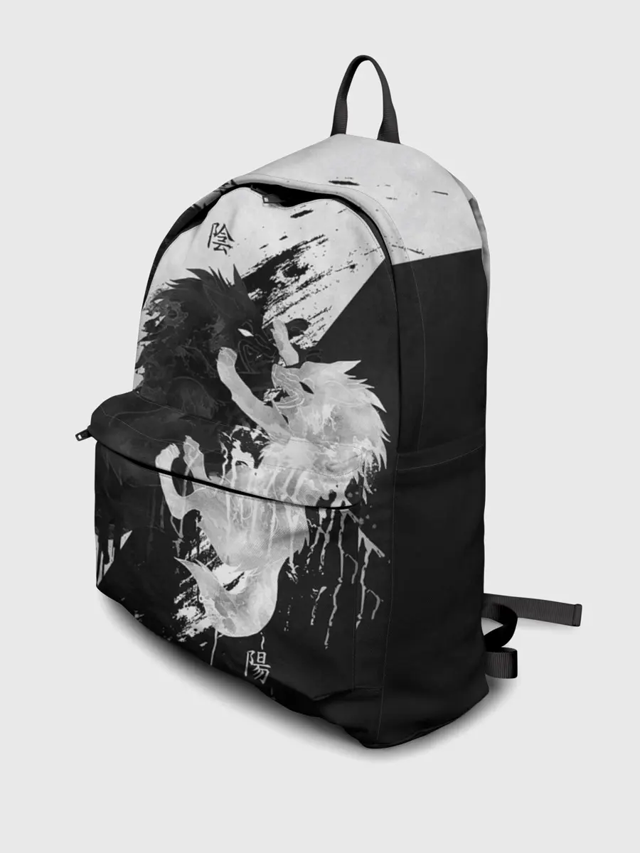 Рюкзак джинсовый / ИНЬ ЯНЬ ВОЛКИ ЧЁРНО БЕЛЫЙ