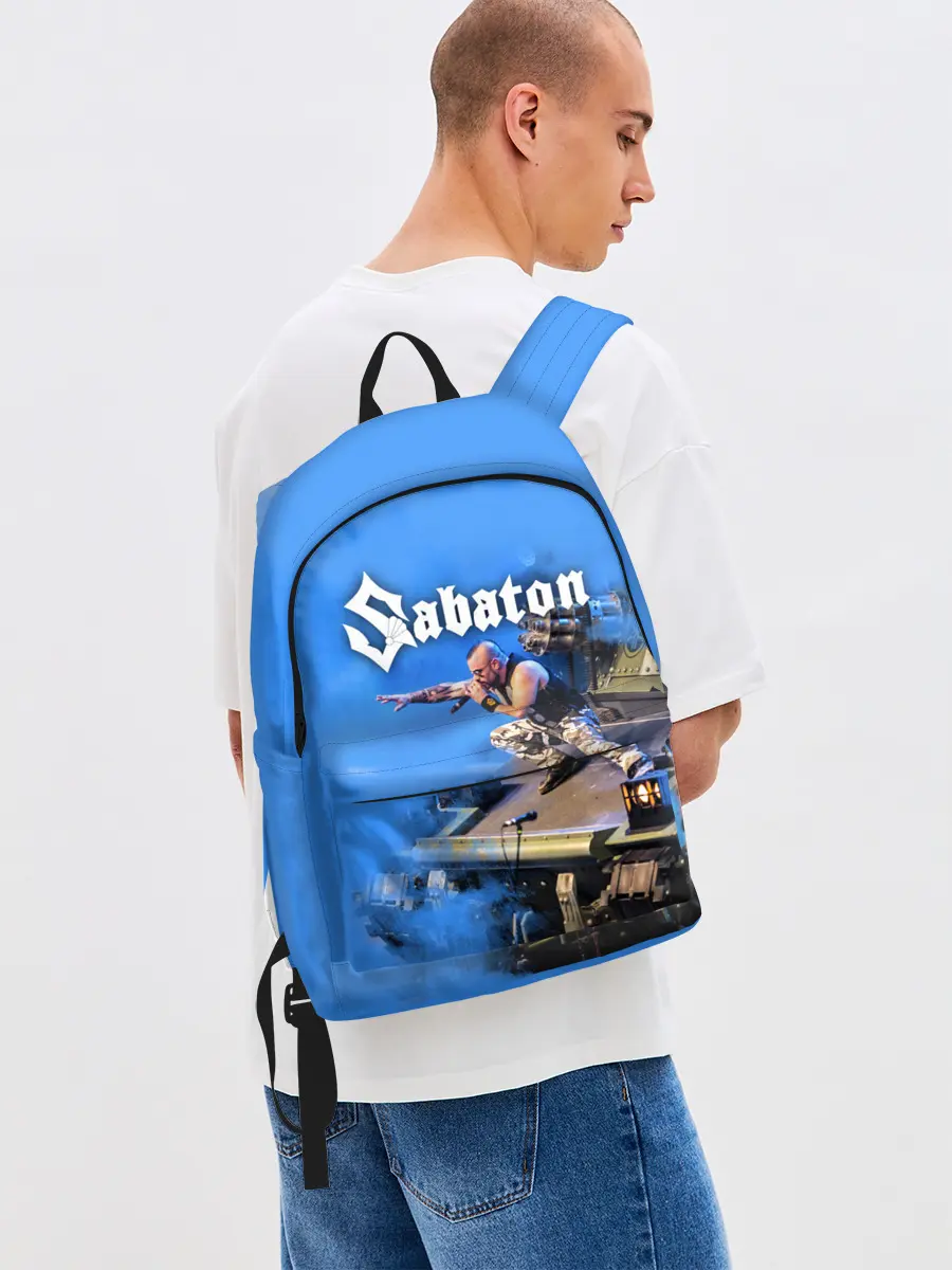 Рюкзак джинсовый / Йоаким Броден на танке Sabaton