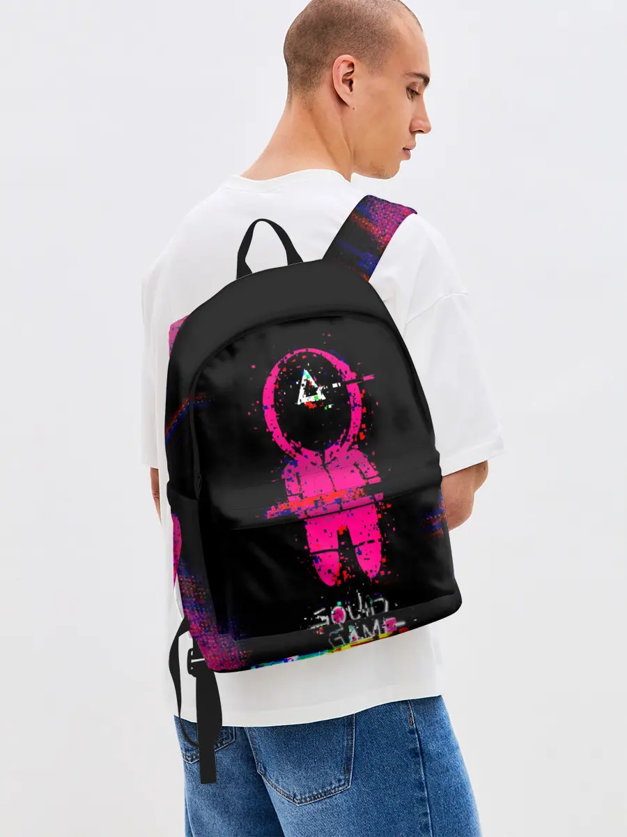 Рюкзак джинсовый / Игра в кальмара глитч