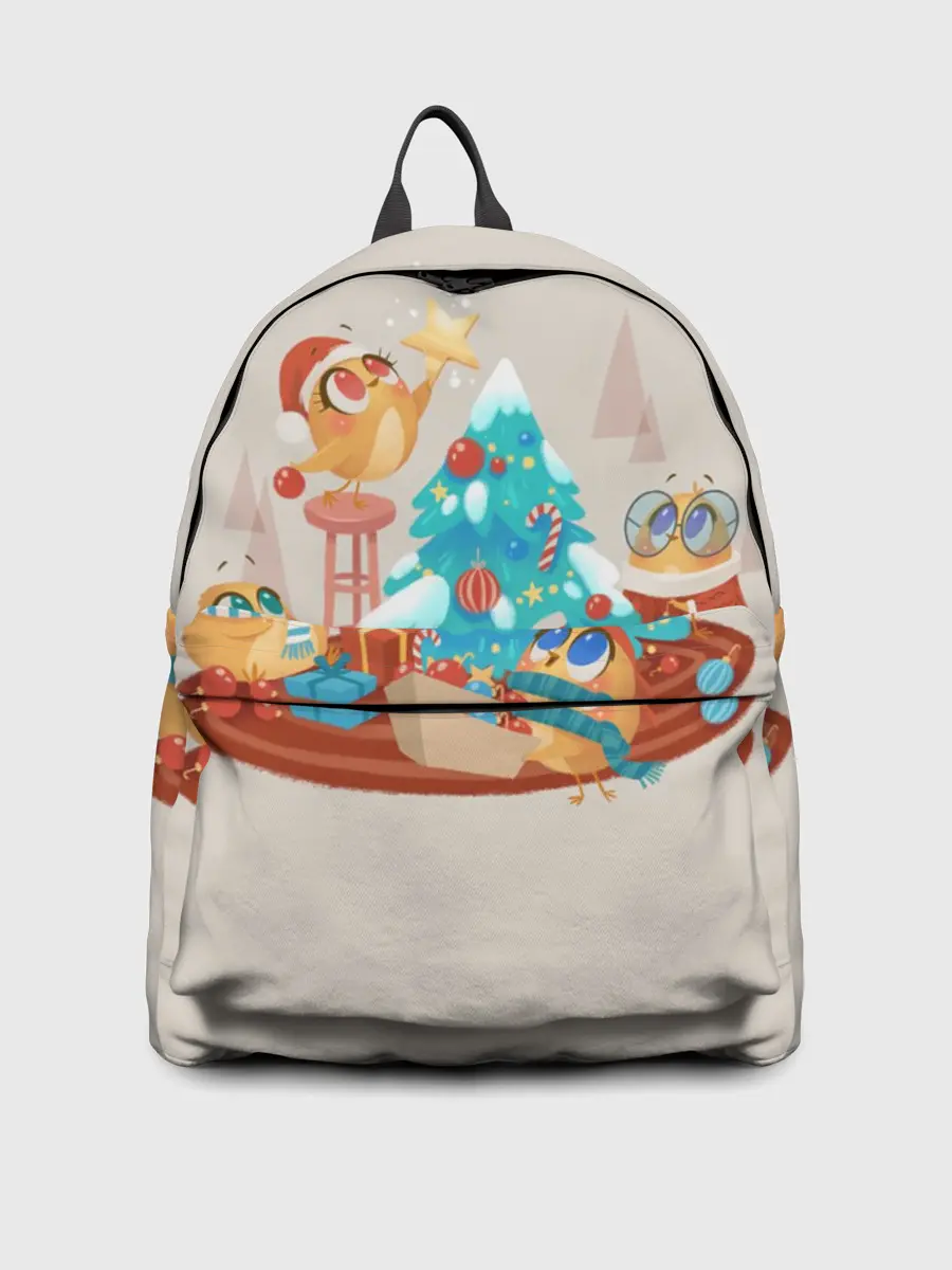 Рюкзак джинсовый / Зверята празднуют новый год