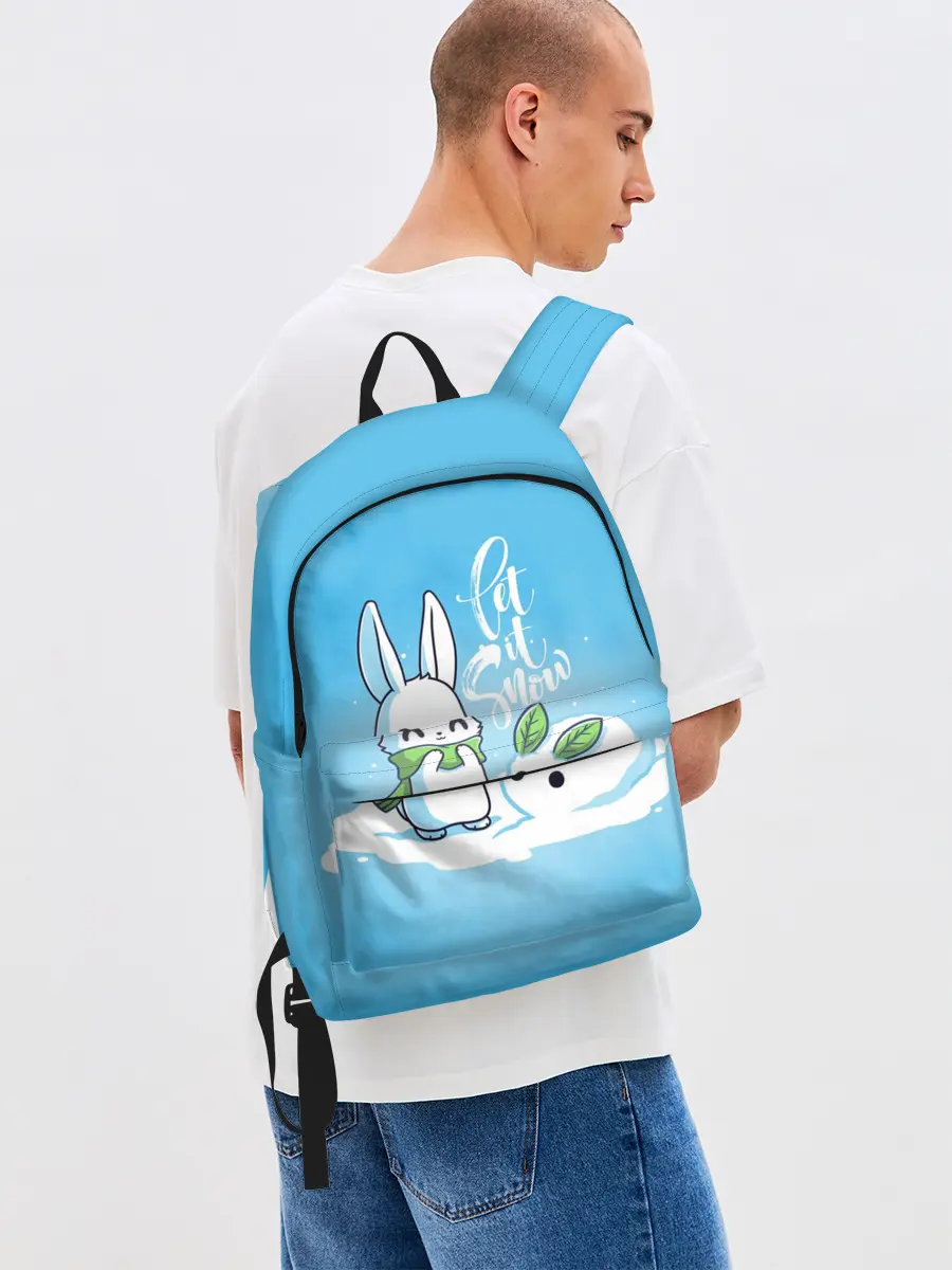 Рюкзак джинсовый / Let it snow. Зайчик и снежок