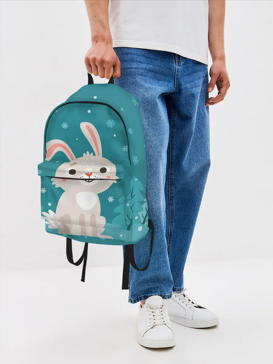 Рюкзак джинсовый / Новогодний зайчик