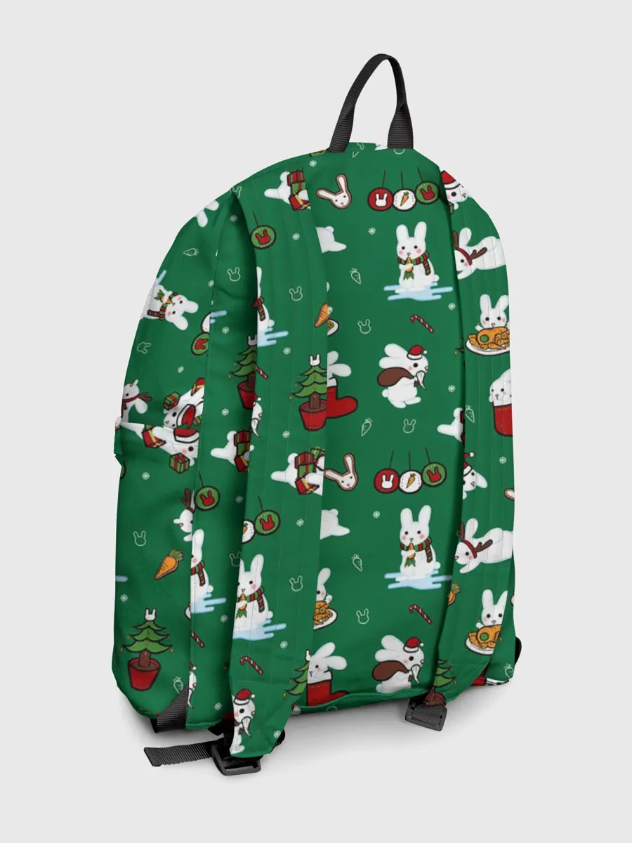 Рюкзак джинсовый / Новогодний паттерн с зайчиками