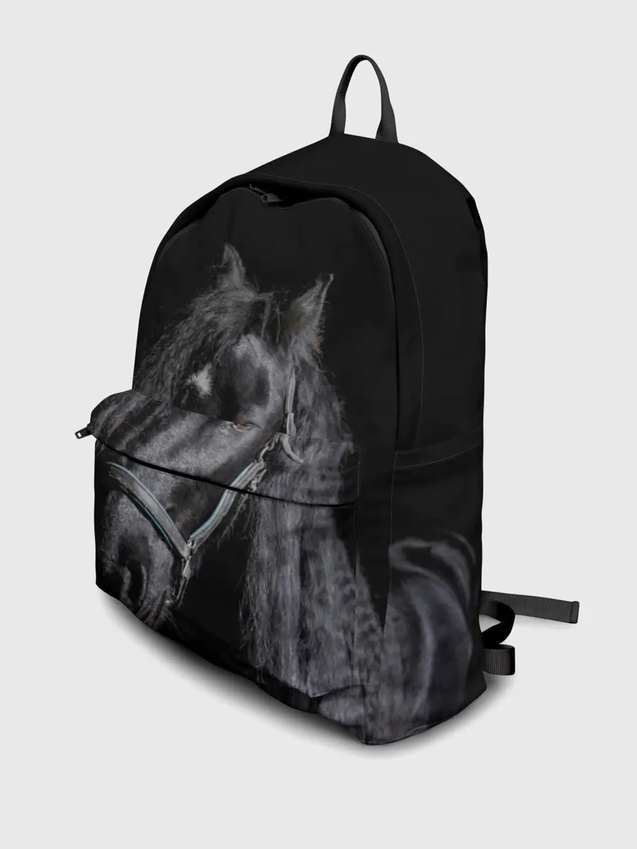Рюкзак джинсовый / Лошадь на черном фоне