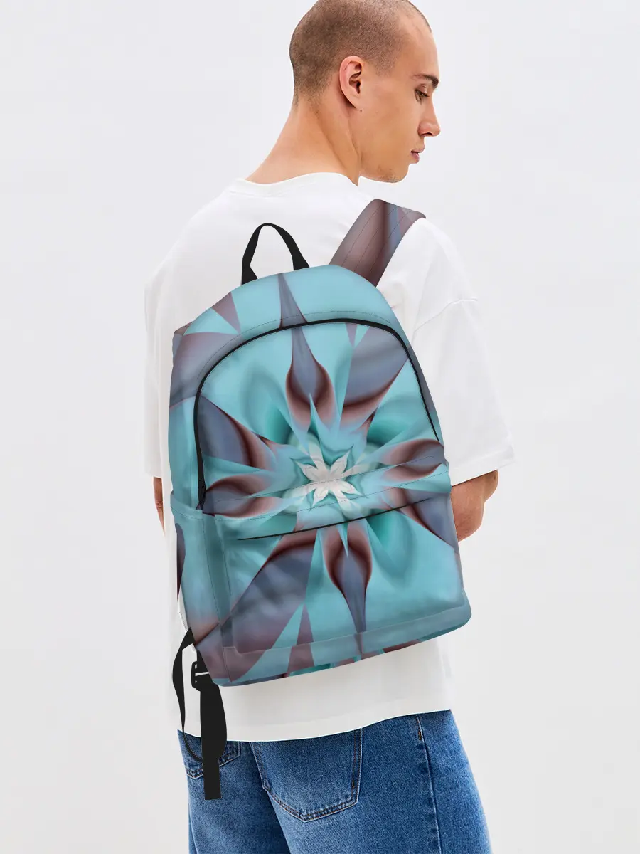 Рюкзак джинсовый / Абстрактный цветок. Голубой.