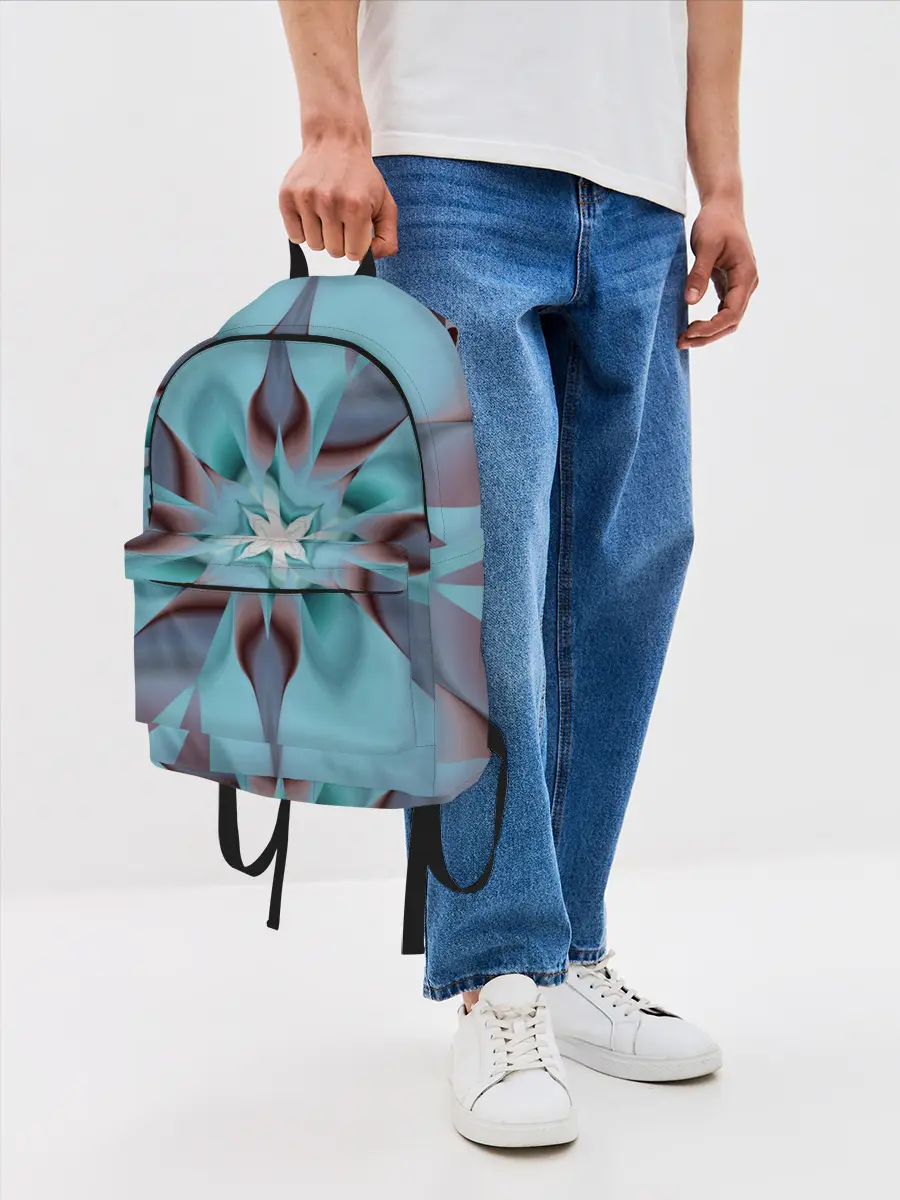 Рюкзак джинсовый / Абстрактный цветок. Голубой.