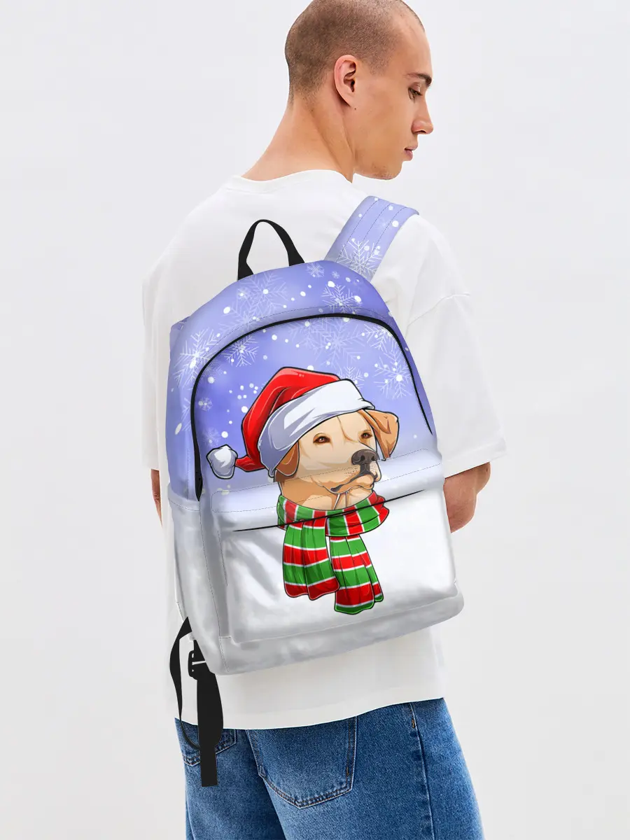 Рюкзак джинсовый / Новогодний Лабрадор / New Years Labrador