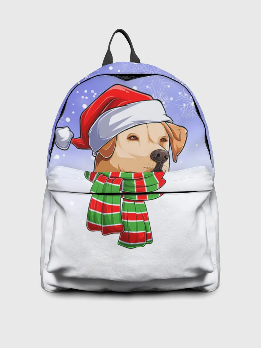 Рюкзак джинсовый / Новогодний Лабрадор / New Years Labrador