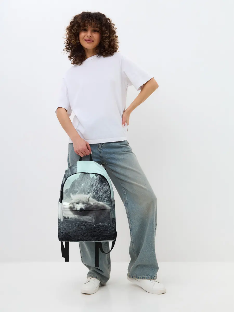 Рюкзак джинсовый / Волк в горах