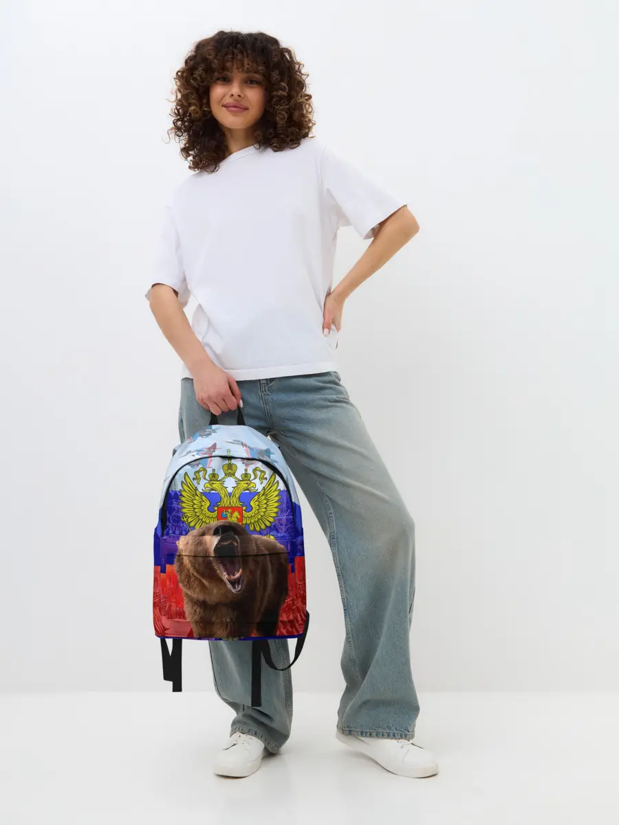 Рюкзак джинсовый / Русский медведь и герб