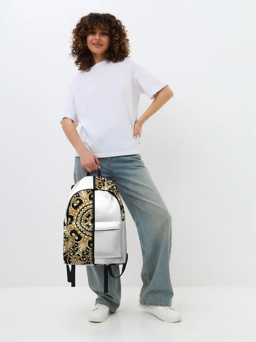 Рюкзак джинсовый / Белое на черном