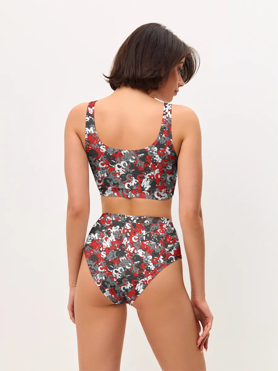 Женские топ и трусы / Камуфляж с буквами F.C.S.M