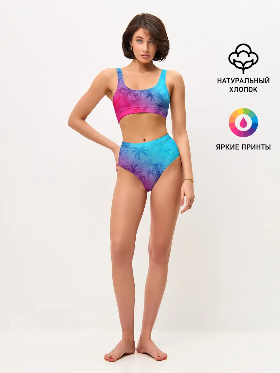 Женские топ и трусы / НЕОНОВЫЕ ПАЛЬМЫ / NEON