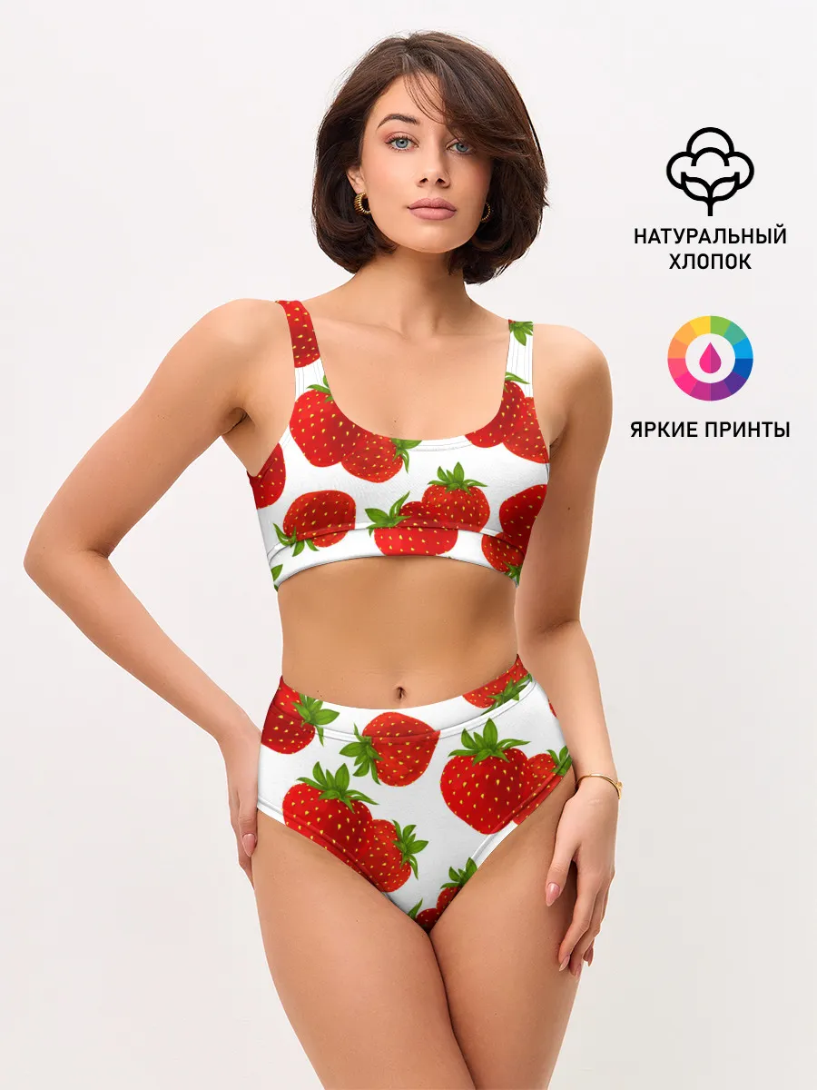 Женские топ и трусы / Клубника