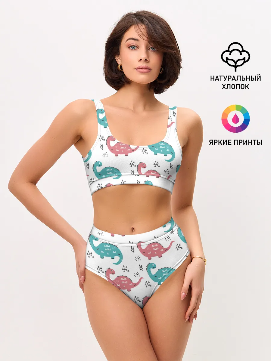 Женские топ и трусы / Милые динозаврики