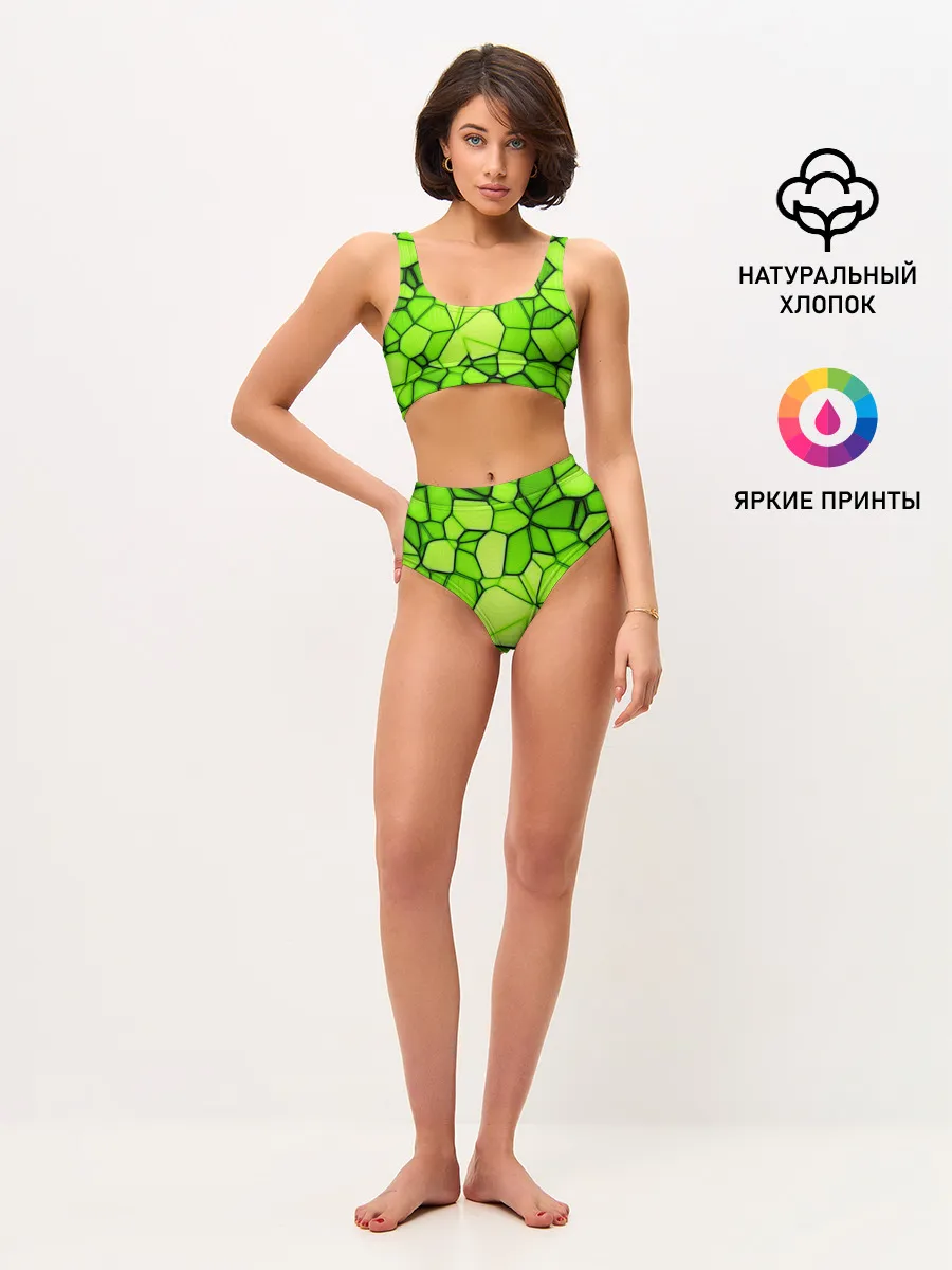 Женские топ и трусы / Зеленая мозаика