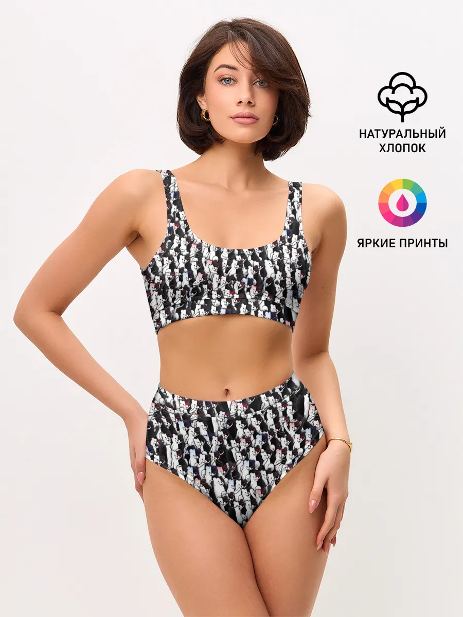 Женские топ и трусы / Черно-белые медведи