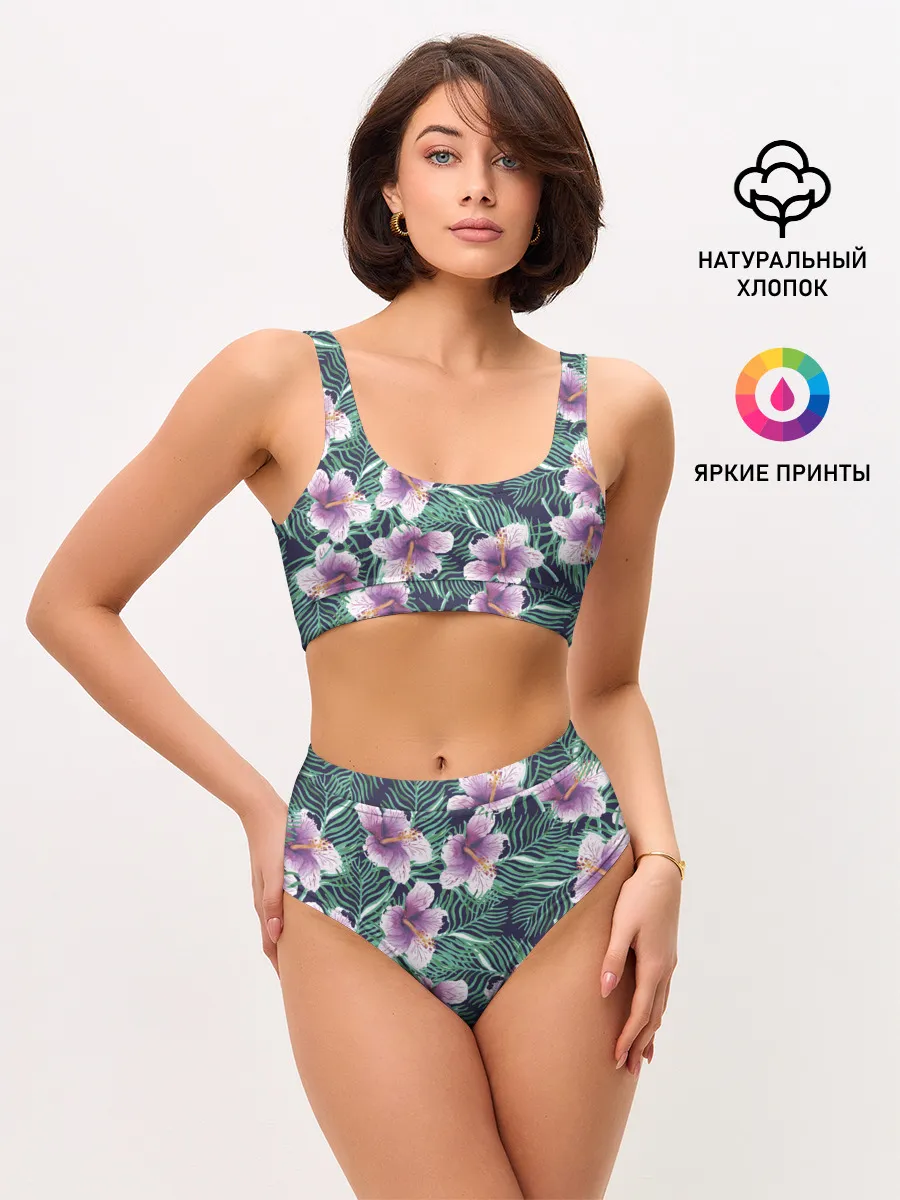Женские топ и трусы / Тропический цветок