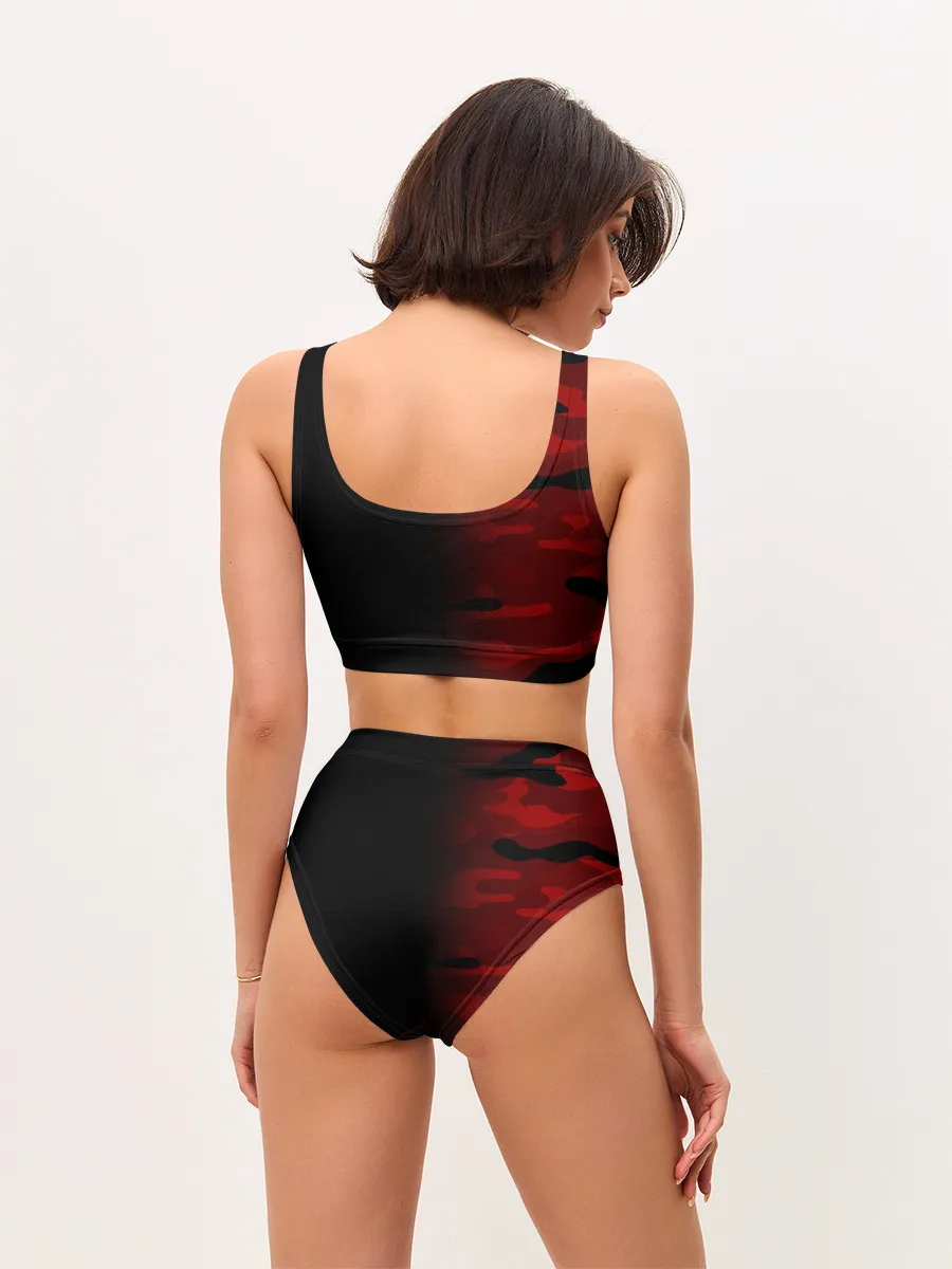 Женские топ и трусы / RED BLACK MILITARY CAMO | КРАСНЫЙ КАМУФЛЯЖ