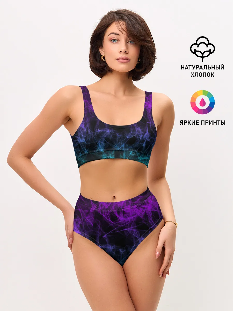 Женские топ и трусы / NEON SMOKES STRIPES | НЕОНОВЫЕ ВОЛНЫ