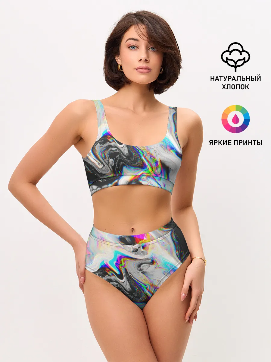 Женские топ и трусы / DIGITAL ABSTRACT GLITCH | ГЛИТЧ