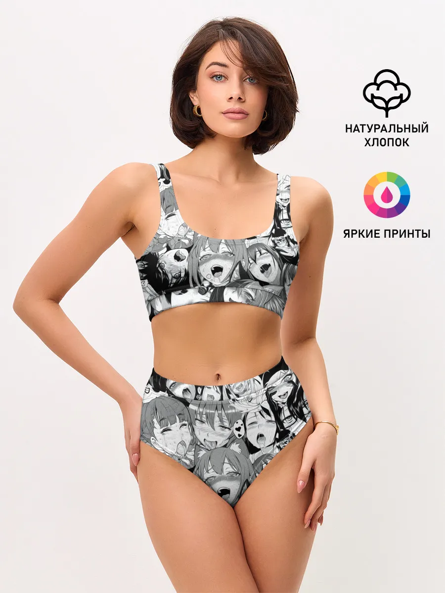 Женские топ и трусы / AHEGAO monochrome