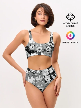 Женские топ и трусы / AHEGAO monochrome