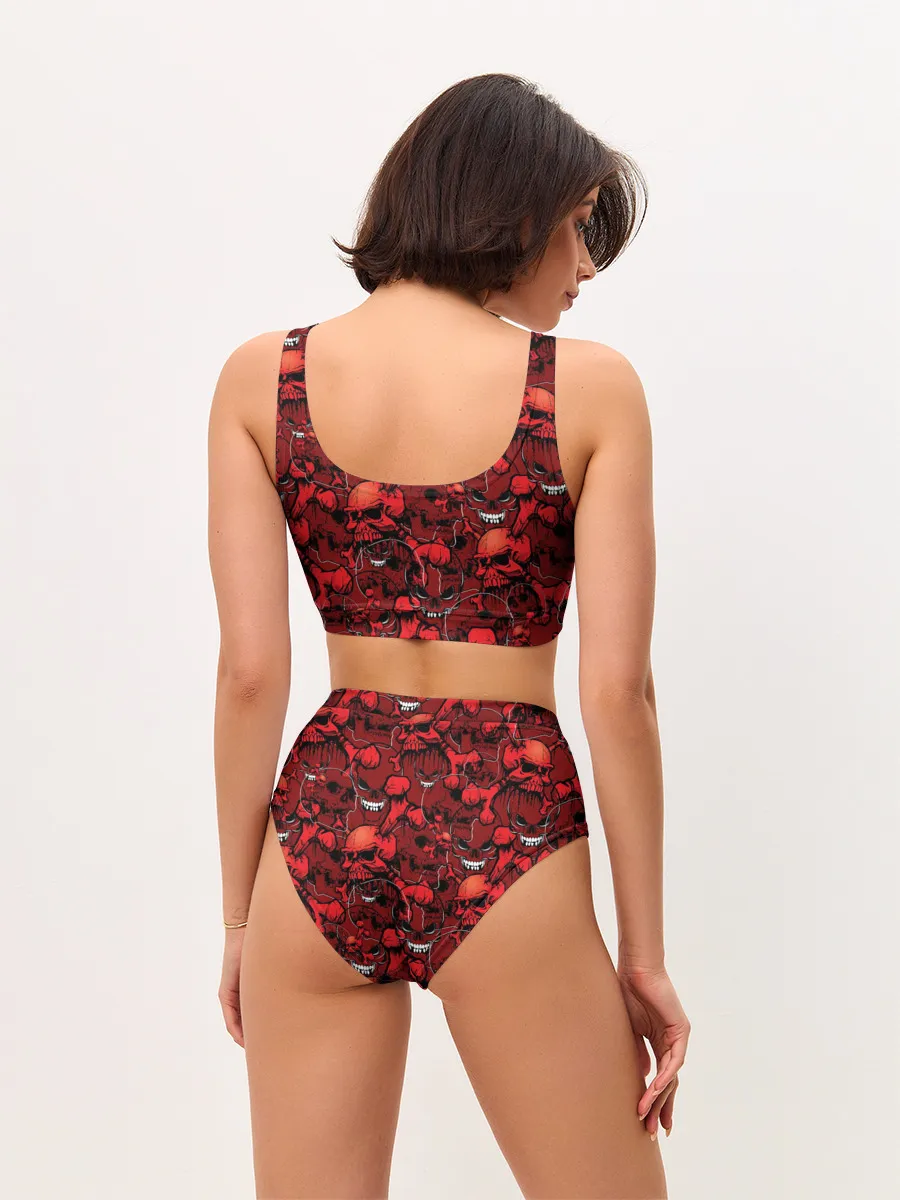 Женские топ и трусы / Красный череп