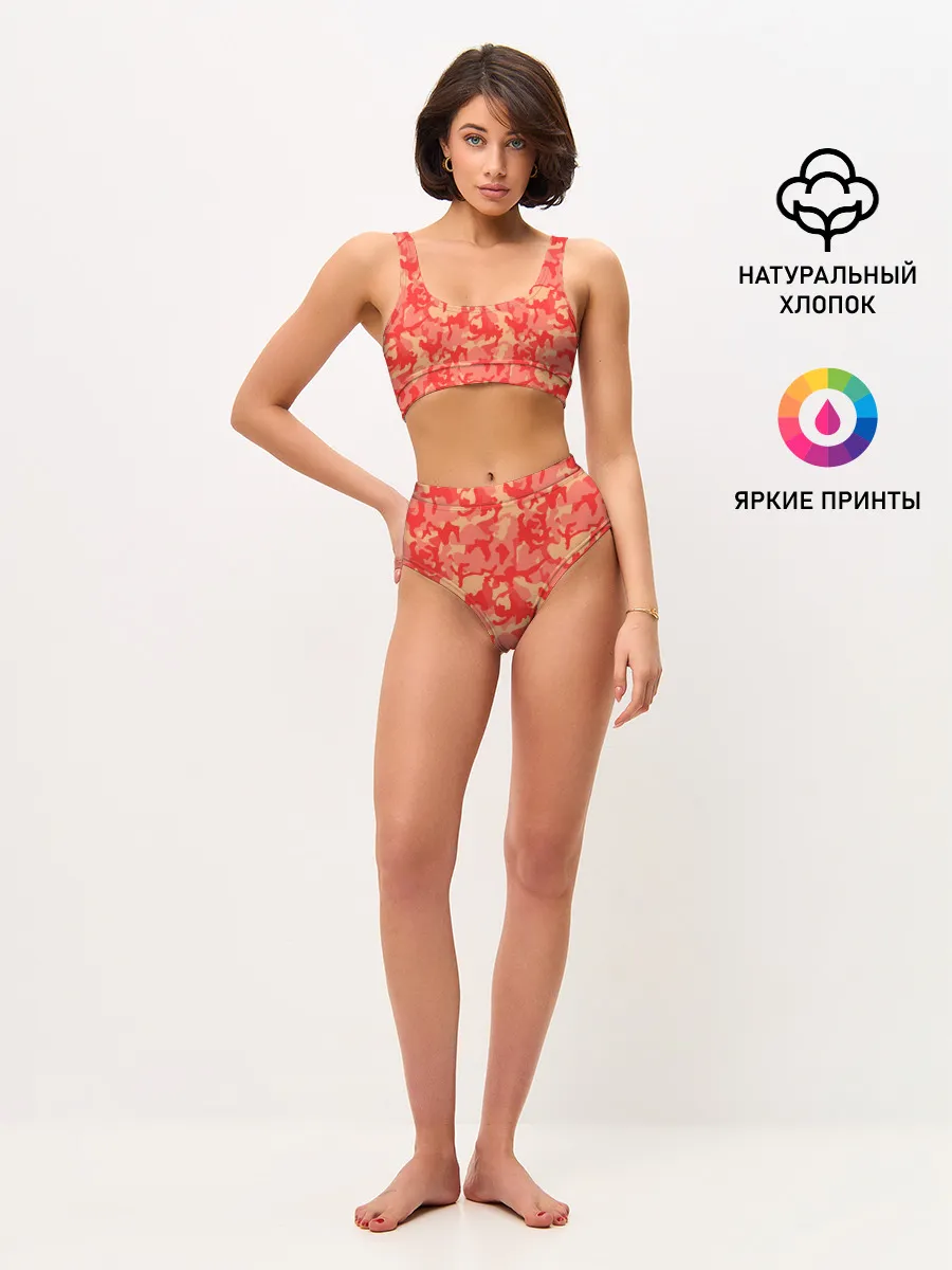 Женские топ и трусы / Оранжевый камуфляж