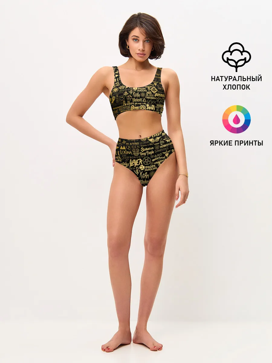Женские топ и трусы / ЛОГОТИПЫ РОК ГРУПП GOLD